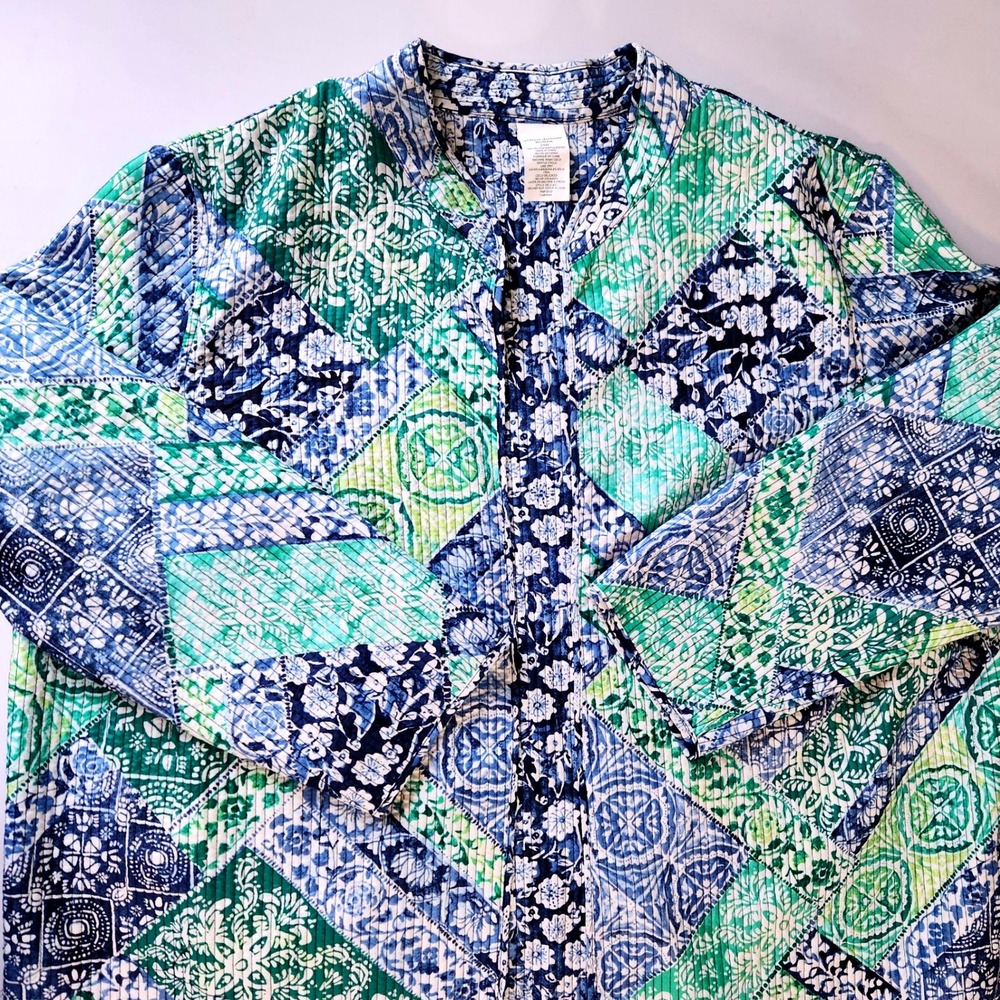 Alfred Dunner Quilted Patchwork Open Jacket Bohem… - image 1